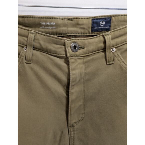 AG Adriano Goldschmied The Prima Mid Rise Cigarette Jeans Olive Green Size 30R - Picture 3 of 7